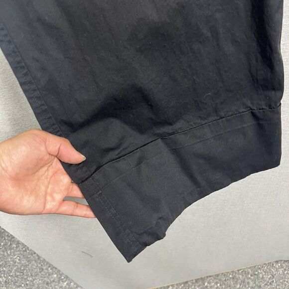 ST. JOHN Pants Size 14 Black High rise Wide Leg Rolled Cuff Carpenter - Picture 6 of 16